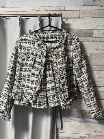 MIIA 트위드 자켓 화이트 블랙