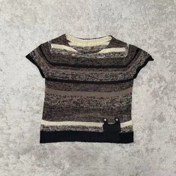 sensounico 반팔 니트 38 보더 코튼 패턴편직 CB90