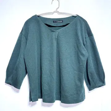 22 OCTOBRE 그린 V넥 7부 소매 상의 38 울 혼방