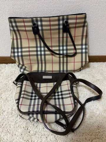 체크 무늬 토트백과 숄더백 세트