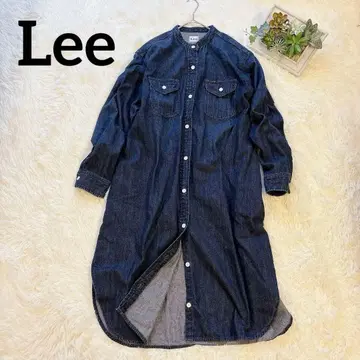 [ 새상품급 ] Lee 다크 데님 밴드 카라 롱 셔츠 원피스 L