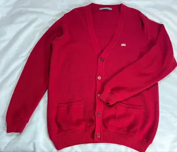 새상품급 LACOSTE 라코스테 가디건 레드 화이트 악어 로고 XL