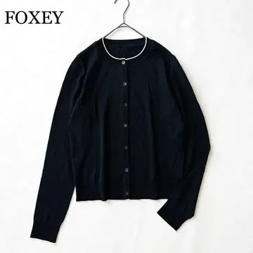 2977Z 새상품급 폭시 배색 파이핑 가디건 울 컴팩트 블랙 L