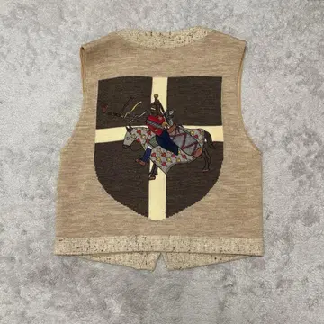 Castelbajac 니트 베스트 코듀로이 울 2 자수 CB92