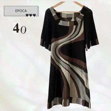 새상품급*EPOCA 반팔 원피스 블랙 계열 40 올 패턴 라메 고급 파티