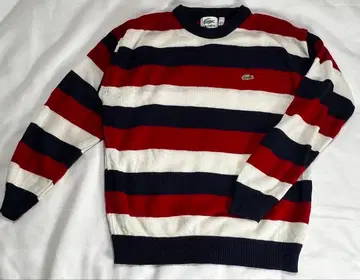 LACOSTE 라코스테 보더 니트 스웨터 트리컬러 레드 M 사이즈 상당