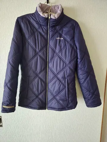 adidas 연보라색 리버서블 퀼팅 패딩 자켓