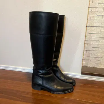 UNITED ARROWS 천연 가죽 블랙 가죽 롱 부츠 36 1/2