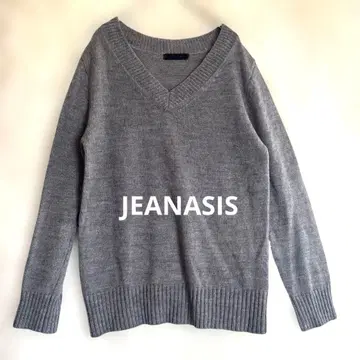 [ JEANASIS ] 모헤어 혼방 V넥 니트 얇은 소재 가벼운 그레이