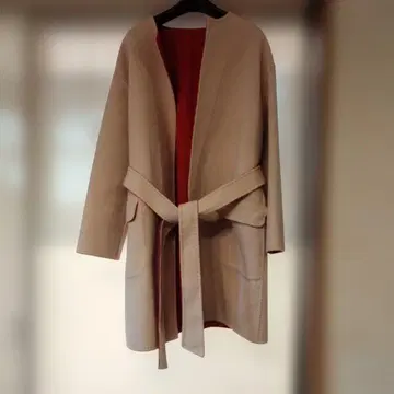 미라 오웬 리버서블 코트 베이지 레드 울 47%