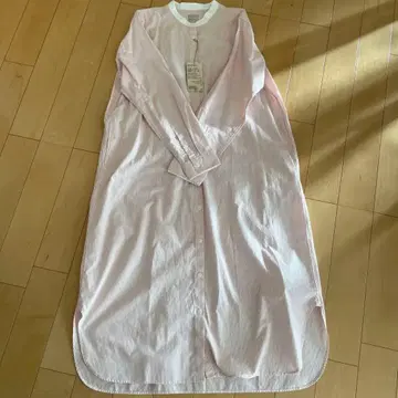 무인양품 스트라이프 셔츠 원피스 L 사이즈 스탠드 카라 롱 원피스