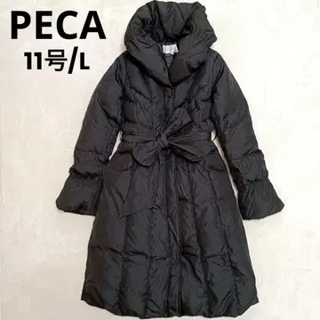페카 PECA 롱 다운 코트 숄카라 여배우 옷깃 A라인 벨트 L