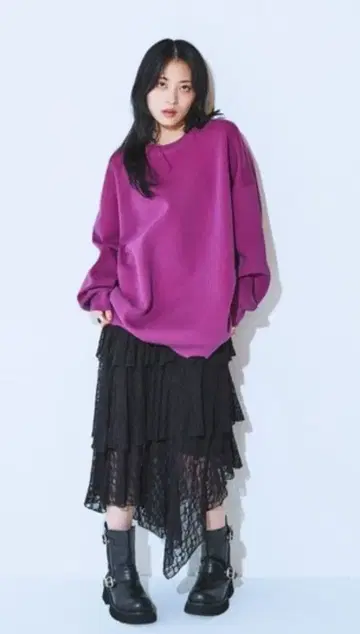 JEANASIS 블랙 플레어 롱 스커트 프리 사이즈