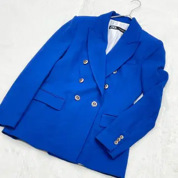 컨디션 최상 자라 테일러드 자켓 골드 버튼 더블 블루 M