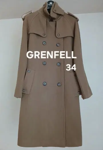 GRENFELL 베이지 더블 브레스트 코트 34