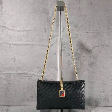 [ 숄더백 ] 이탈리아제 뜨개질 블랙 에나멜 체인