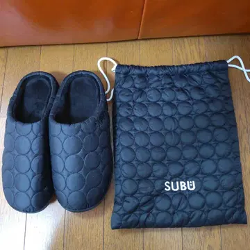 SUBU 샌들 블랙 서클 퀼팅 스브 겨울 샌들
