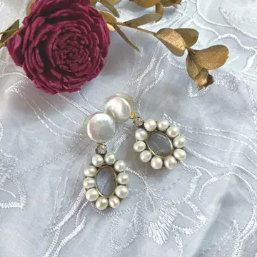 라다 엘레강트한 펄과 크리스탈의 리버서블 귀걸이