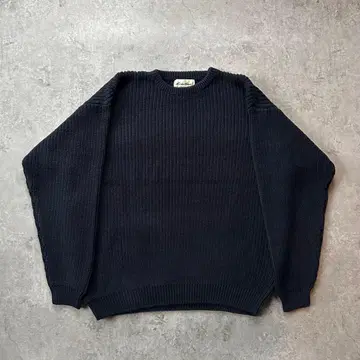 90s- 에디 바우어 코튼 니트 로우 게이지 L 네이비