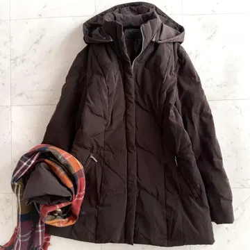 새상품급 아이씨비 iCB 후드 미들 기장 다운 자켓 브라운