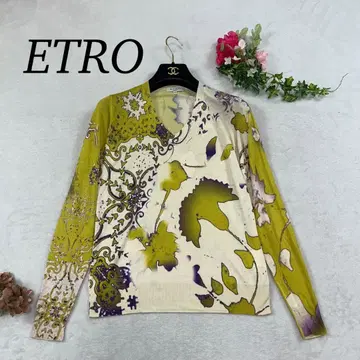 K6 L 에트로 이탈리아제 실크 100% 니트 그린 여성용