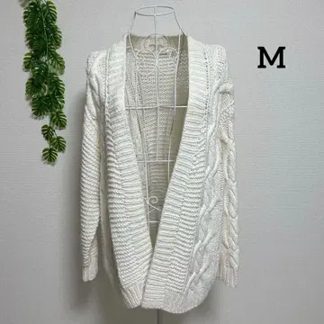 하자품! 마이 스트라다 M 긴팔 케이블 니트 화이트 가디건