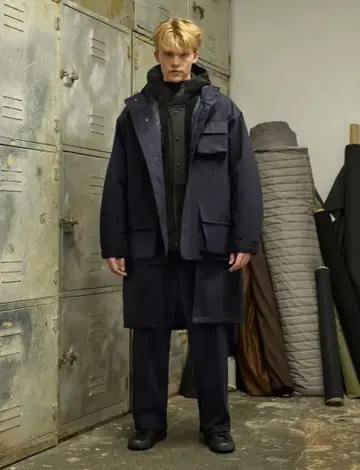 GU 엔지니어 가먼츠 실 후드티 네이비