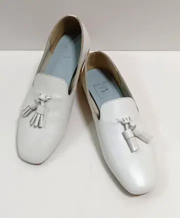 [ 거의 미사용 ] 레시피 24.0 화이트 태슬 로퍼 천연 가죽 일본제