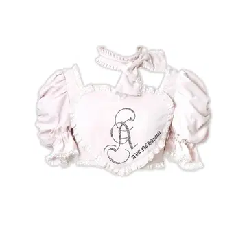 프론트 하트 큐빅 로고 블라우스 핑크