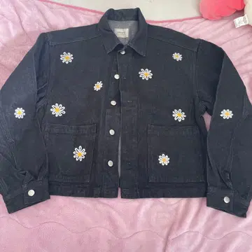ambiance 블랙 꽃무늬 자수 데님 자켓