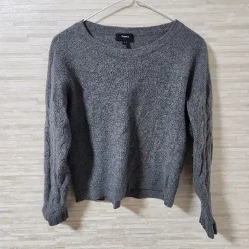 [ S ] Theory 띠어리 케이블 슬리브 니트 캐시미어 혼방 그레이