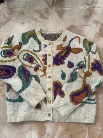 페이즐리 무늬 니트 가디건 프리 사이즈