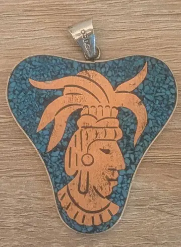 멕시코 아즈텍 터콰이즈 빈티지 터키석 펜던트 탑