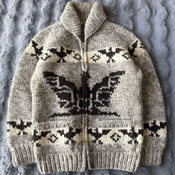 LONGHOUSE 캐나다제 코위찬 니트 썬더버드 M 상당 지퍼