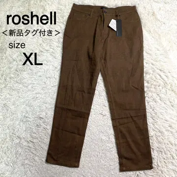 roshell 브라운 컬러 체크 무늬 캐주얼 팬츠