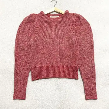 ESTNATION 캐시미어 혼방 라메 퍼프 슬리브 니트 38 레드 계열