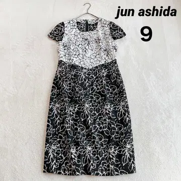 [준 아시다] 롱 원피스 (9) 꽃무늬 화이트 블랙 맥시 길이 일본제