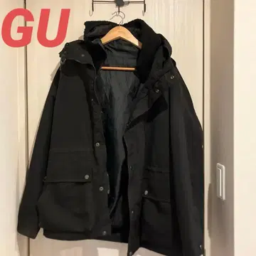 GU 남성용 2way 블루종 점퍼 아우터 코트 보아 베스트 M 블랙