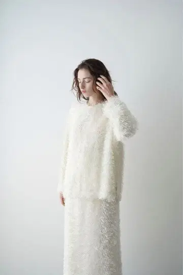 화이트 프린지 더블 페이스 상의