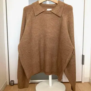 H&M 베이지 카라 부착 긴팔 니트 스웨터 XL