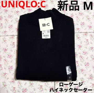 새상품 UNIQLO C 유니클로 로우 게이지 하이넥 스웨터 블랙 블랙 M