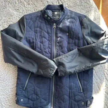 지스타 로우 노카라 퀼팅 자켓 M 네이비