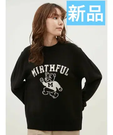 미라 오웬 칼리지 모티브 자카드 니트 풀오버 새상품