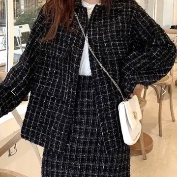 SHEENA 트위드 체크 무늬 셋업 M