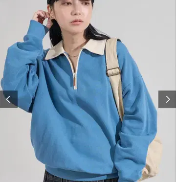 배색 옷깃 지퍼 폴로 맨투맨