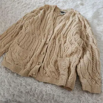 DKNY 다나카란 케이블 니트 가디건 L 베이지 면