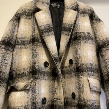 울 혼방 더블 롱 코트