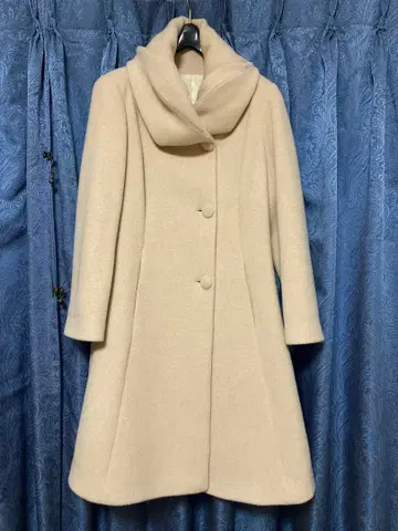 새상품급 캐시미어 100% 롱 코트 베이지 여배우 옷깃 11호