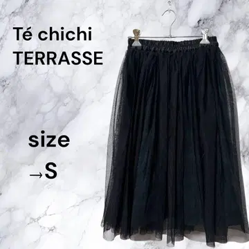 테치치 스커트 무릎 아래 기장 튤 레이어드 체크 성숙 큐트 블랙 S