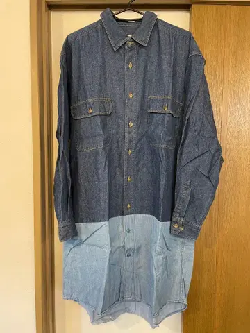 BigJemison 데님 셔츠 롱 구제 의류